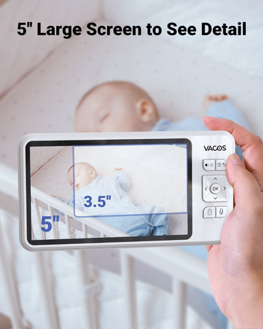 Zertifiziert Überholt, Vacos 720p Babyphone Video-Überwachungsgerät, 5 Zoll LCD Bildschirm mit HD Baby Monitor 1280*720p