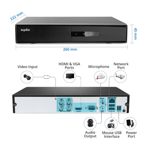 Certified Refurbished, 4CH 1080P HD Überwachungssystem DVR, CCTV Digitaler Video Recorder, Hybrid 5-in-1 Funktion CVBS/AHD/TVI/CVI/IP Kamera, Intelligente Bewegungserkennung, Sofortwarnungen