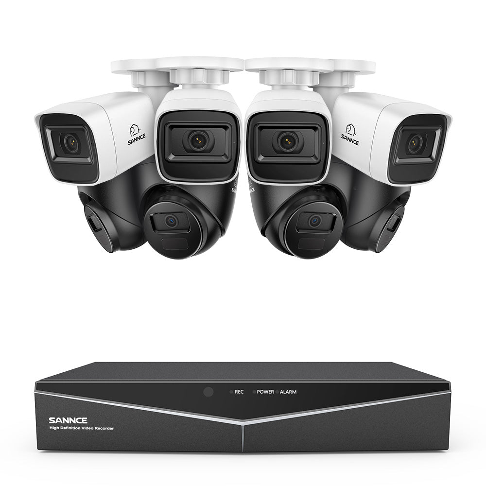 1080p 16CH Analog Überwachungskamera & DVR Set, 8 Stück Schwarz Außen Kamera, Intelligente Bewegungserkennung, 100ft Infrarot Nachtsicht, IP67 Wasserdicht