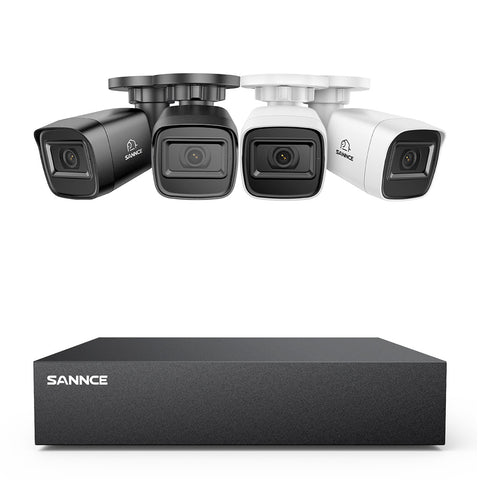 1080P 8CH Bullet Überwachungskamera Set, 4 Stück 2MP Bullet Kamera & Hybrid 5-in-1 DVR, Intelligente Bewegungserkennung, 100ft Nachtsicht, Schwarz