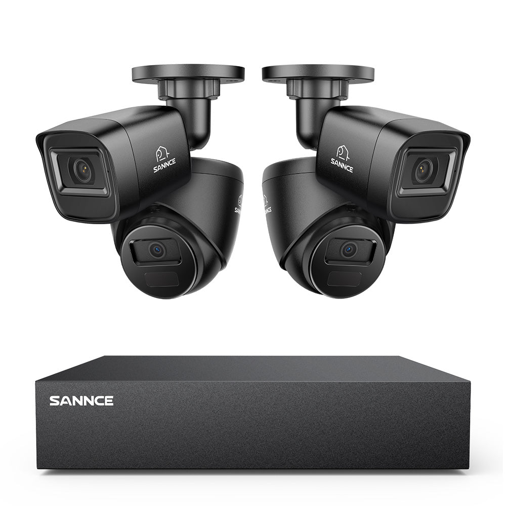 1080P 8CH Bullet Überwachungskamera Set, 4 Stück 2MP Bullet Kamera & Hybrid 5-in-1 DVR, Intelligente Bewegungserkennung, 100ft Nachtsicht, Schwarz