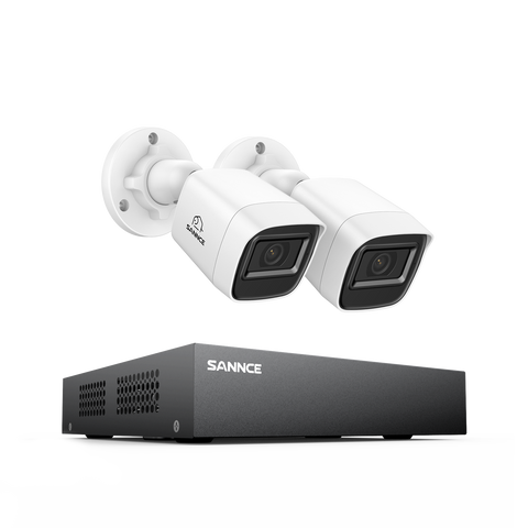 Zertifiziert überholt 8-Kanal 1080P kabelgebundenes Sicherheitskamerasystem - Hybrid DVR, 2pcs 2MP Bullet-Kameras, Outdoor & Indoor, Smart Motion Detection, Fernzugriff