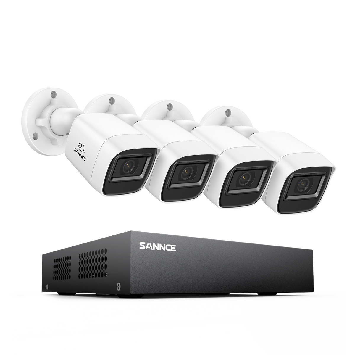 8-Kanal 1080P kabelgebundenes Sicherheitskamerasystem - Hybrid DVR, 4pcs 2MP Bullet-Kameras, Outdoor & Indoor, Smart Motion Detection, Fernzugriff