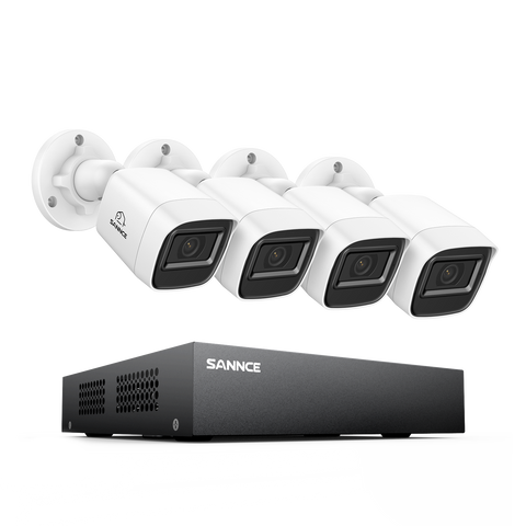 8-Kanal 1080P kabelgebundenes Sicherheitskamerasystem - Hybrid DVR, 4pcs 2MP Bullet-Kameras, Outdoor & Indoor, Smart Motion Detection, Fernzugriff