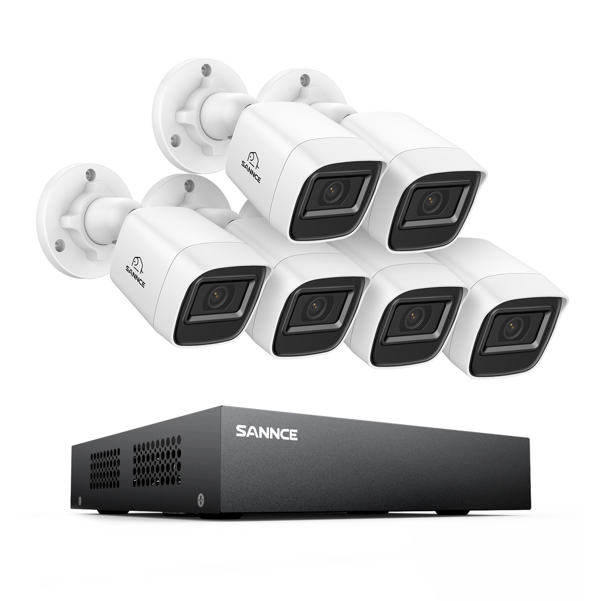 8-Kanal 1080P kabelgebundenes Sicherheitskamerasystem - Hybrid DVR, 6pcs 2MP Bullet-Kameras, Outdoor & Indoor, Smart Motion Detection, Fernzugriff