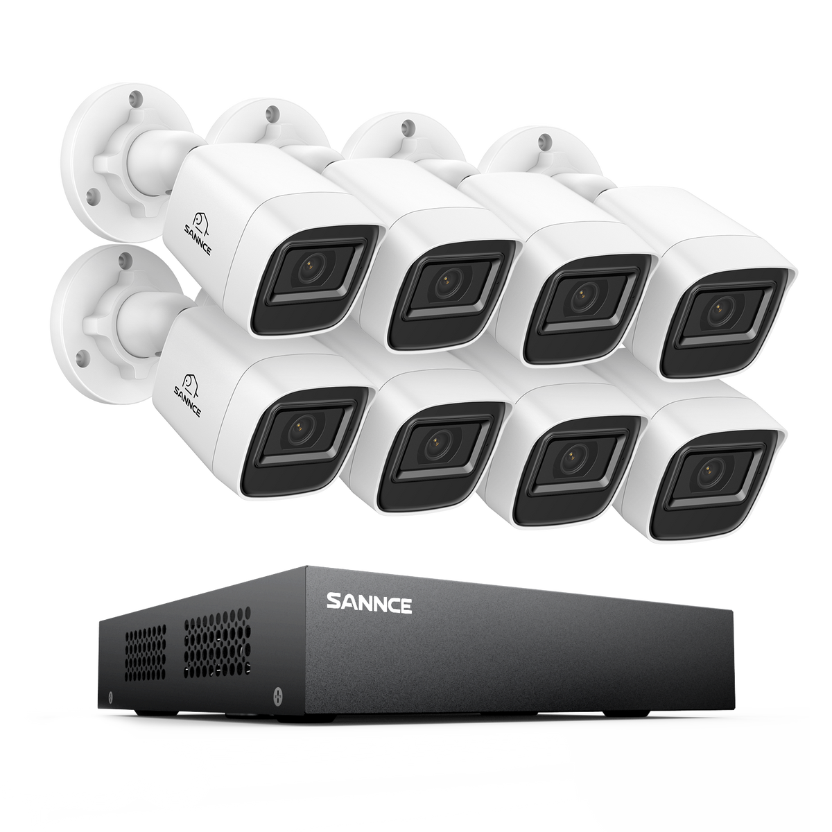 8-Kanal 1080P kabelgebundenes Sicherheitskamerasystem - Hybrid DVR, 8pcs 2MP Bullet-Kameras, Outdoor & Indoor, Smart Motion Detection, Fernzugriff