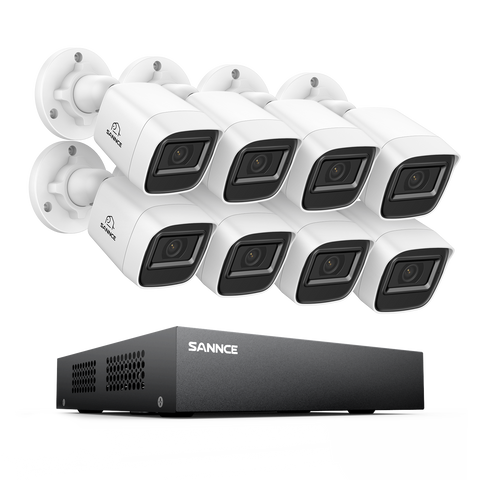 8-Kanal 1080P kabelgebundenes Sicherheitskamerasystem - Hybrid DVR, 8pcs 2MP Bullet-Kameras, Outdoor & Indoor, Smart Motion Detection, Fernzugriff