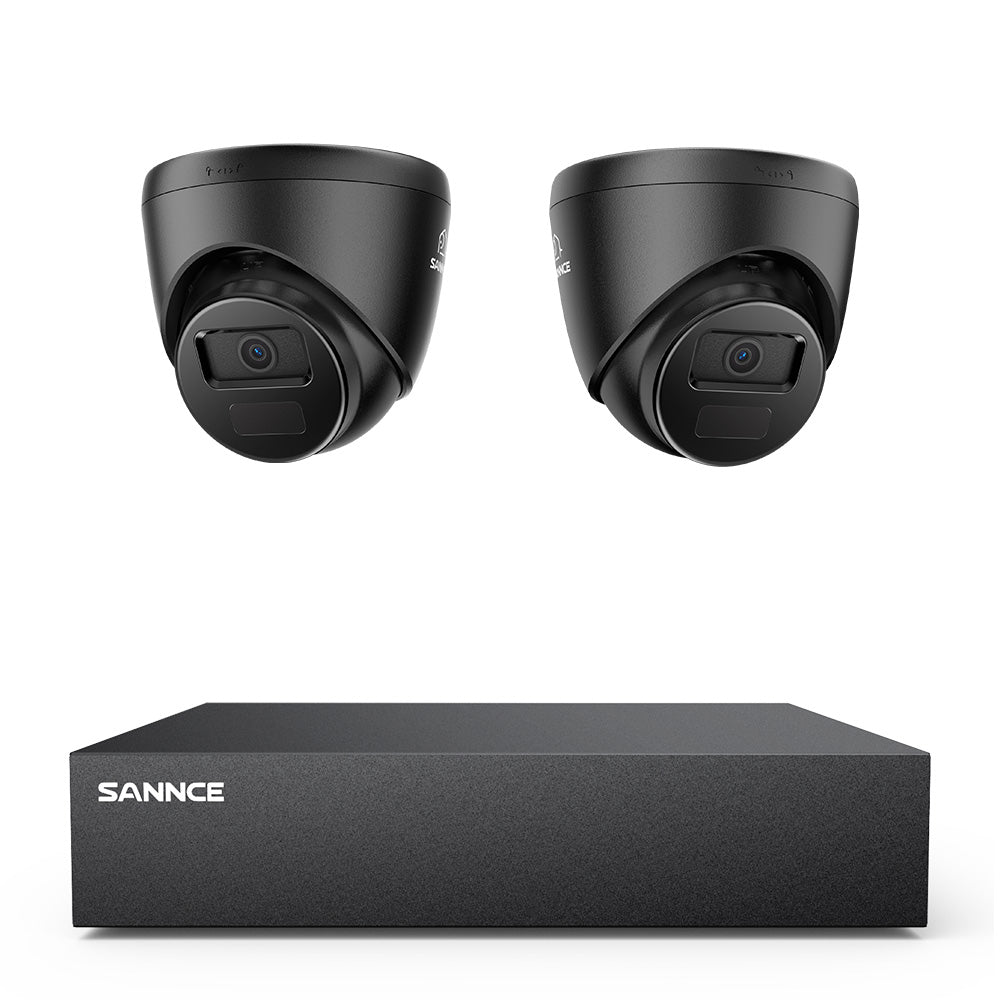 Zertifiziert überholt 1080p 8CH Turret Überwachungskamera Set, 2 Stück 2MP Turret Kamera & Hybrid 5-in-1 DVR, Intelligente Bewegungserkennung, Fernzugriff