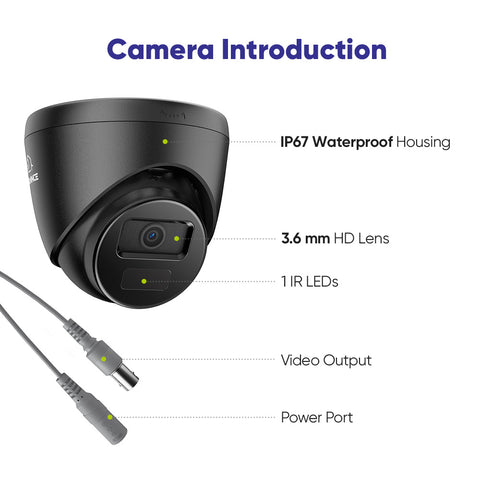 Zertifiziert überholt 1080p 8CH Turret Überwachungskamera Set, 2 Stück 2MP Turret Kamera & Hybrid 5-in-1 DVR, Intelligente Bewegungserkennung, Fernzugriff