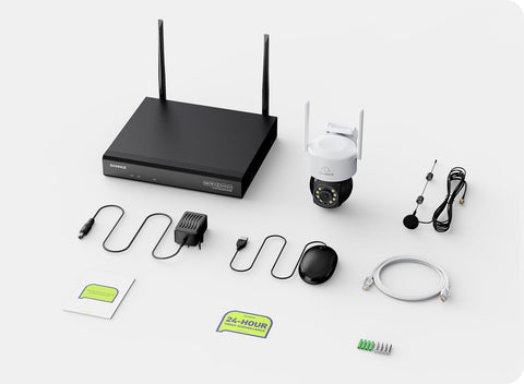 10-Kanal Wireless PT Sicherheitskamerasystem, 5MP NVR mit 10.1'' LCD Monitor, schwenk- und neigbare IP-Kameras, AI Human Detection, Fernzugriff, Smart Motion Alerts, Arbeit mit Alexa