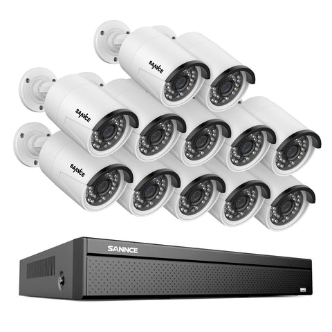 16CH 3MP PoE Überwachungskamera Set, H.265+ Kompression, Onvif unterstützt, Personen-/Fahrzeugerkennung, Sofortige Benachrichtigung, IP66 Wasserdicht (3MP IP Kameras und 4K 16CH NVR)