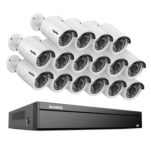 16CH 3MP PoE Überwachungskamera Set, H.265+ Kompression, Onvif unterstützt, Personen-/Fahrzeugerkennung, Sofortige Benachrichtigung, IP66 Wasserdicht (3MP IP Kameras und 4K 16CH NVR)