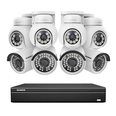 4K 16CH POE PTZ Überwachungskamera Set, 8MP Ultra-HD (3840×2160), Fernzugriff,  350°/90° PTZ Schwenkbar, Intelligente Personen-/Fahrzeugerkennung, IP66 Wasserdicht (8MP IP PTZ Kamera und 16CH NVR)