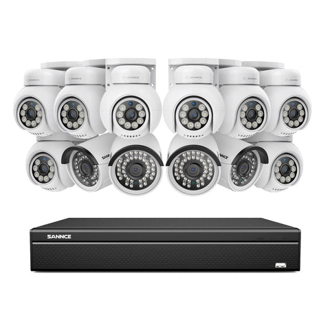 4K 16CH POE PTZ Überwachungskamera Set, 8MP Ultra-HD (3840×2160), Fernzugriff,  350°/90° PTZ Schwenkbar, Intelligente Personen-/Fahrzeugerkennung, IP66 Wasserdicht (8MP IP PTZ Kamera und 16CH NVR)