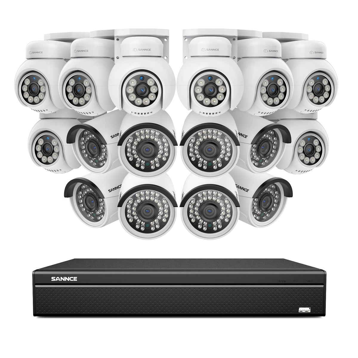 4K 16CH POE PTZ Überwachungskamera Set, 8MP Ultra-HD (3840×2160), Fernzugriff,  350°/90° PTZ Schwenkbar, Intelligente Personen-/Fahrzeugerkennung, IP66 Wasserdicht (8MP IP PTZ Kamera und 16CH NVR)