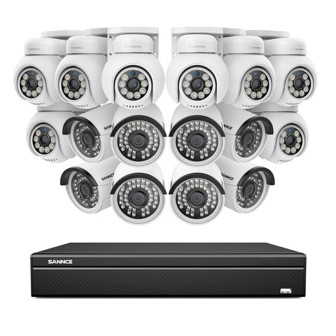 4K 16CH POE PTZ Überwachungskamera Set, 8MP Ultra-HD (3840×2160), Fernzugriff,  350°/90° PTZ Schwenkbar, Intelligente Personen-/Fahrzeugerkennung, IP66 Wasserdicht (8MP IP PTZ Kamera und 16CH NVR)