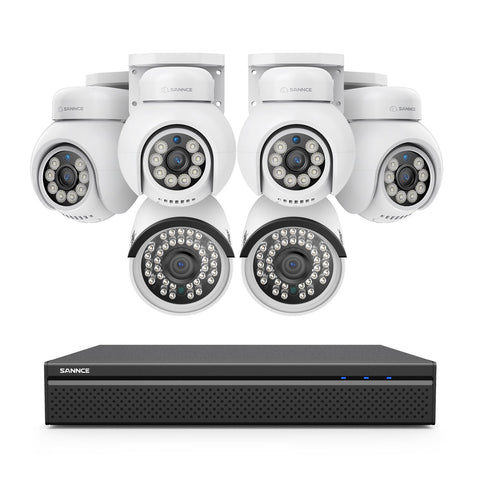 4K 16CH POE PTZ Überwachungskamera Set, 8MP Ultra-HD (3840×2160), Fernzugriff,  350°/90° PTZ Schwenkbar, Intelligente Personen-/Fahrzeugerkennung, IP66 Wasserdicht (6x8MP IP PTZ Kamera und 16CH NVR)