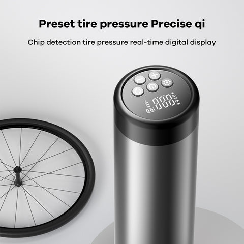Portable Air Compressor Tire Inflator, 150 PSI Cordless Electric Air Pump w/ 5200mAh Rechargeable Battery, LED Lights, Pressure Gauge, Power Bank, for Bike Motorcycle Ball & Other Inflatables