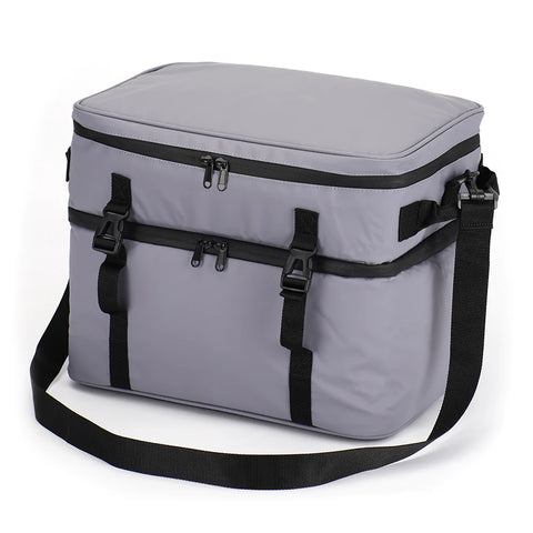 Double Decker Insulated Cooler Bag, Collapsible & Leakproof Lunch Coolers Bag for Camping, Beach, Picnic