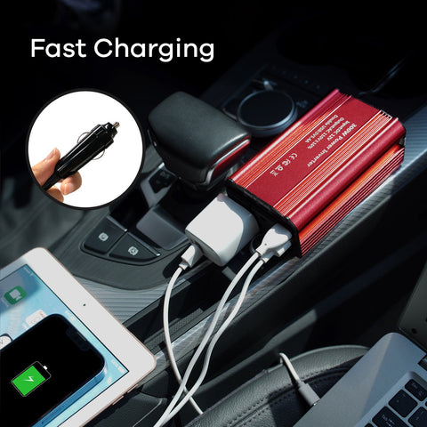 300W Car Power Inverter, DC 12V to 110V AC Converter with 5.4A Dual USB Charging Ports Auto Charger Adapter for Plug Outlet
