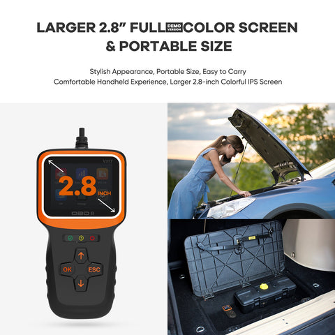 OBD2 Diagnosewerkzeug mit 2,8" Farbbildschirm Universal Auto Diagnosegerät Deutsch Fehlercodeleser Kfz Auslesegerät Codierung mit Batterietester