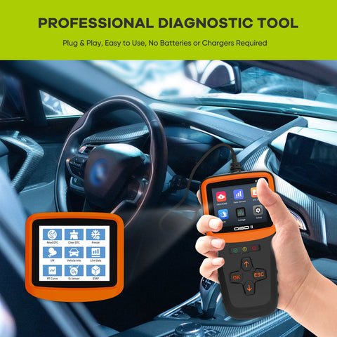 OBD2 Diagnosewerkzeug mit 2,8" Farbbildschirm Universal Auto Diagnosegerät Deutsch Fehlercodeleser Kfz Auslesegerät Codierung mit Batterietester