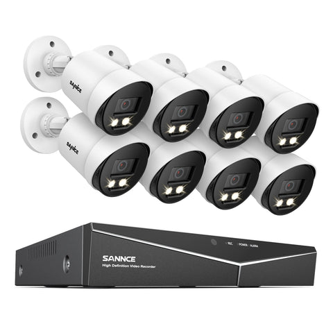 8 Channel 1080P Full-Color Security Camera System - Hybrid DVR, 8PCS Warm-Light Cameras, Outdoor & Indoor, Smart Motion Detection, Remote Access