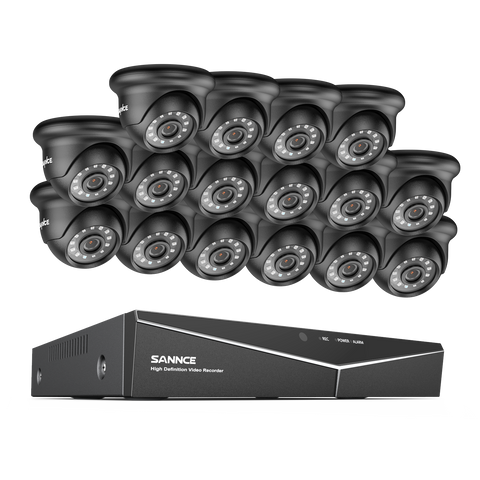 1080p 16 Channel 16 Camera Outdoor Wired Security System, Smart Motion Detection, 100 ft Infrared Night Vision, IP66 Weatherproof