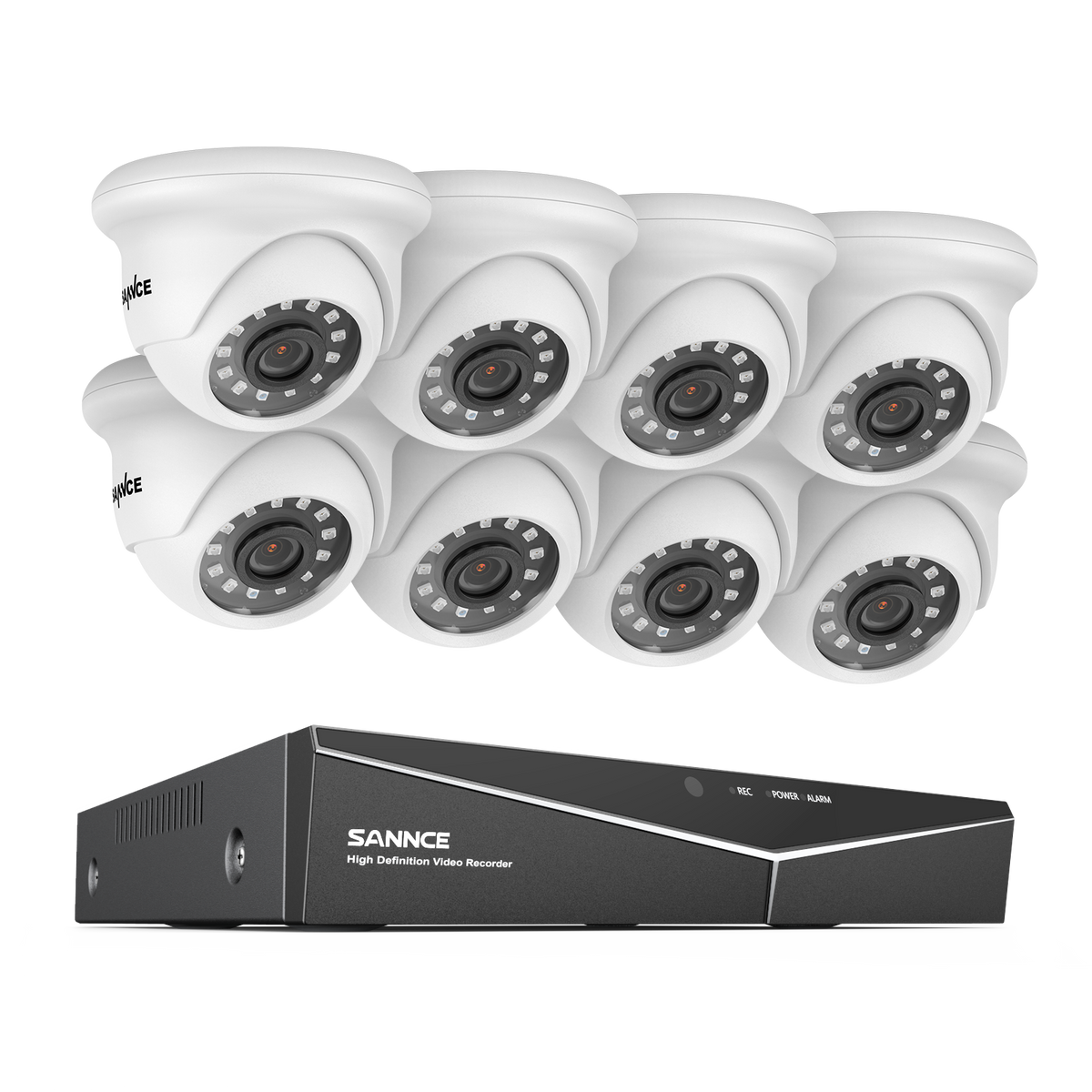 1080p 16 Channel 8 Camera Outdoor Wired Security System, Smart Motion Detection, 100 ft Infrared Night Vision, IP66 Weatherproof