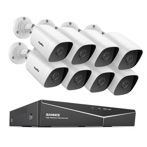 5MP 8 Channel Security Cameras System - Hybrid 5-in-1 CCTV DVR, Motion Detection, IP66 Weatherproof, Audio Recording