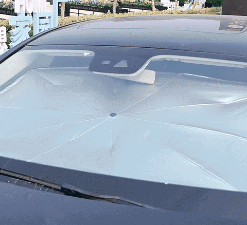 Car Windshield Sunshade, Foldable Umbrella Reflective Sunshade for Vehicle Front Window Blocks UV Rays Heat Keep Your Car Cool and Comfortable