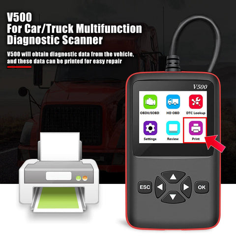 Car Truck OBD2 Scanner Heavy Duty Truck Automotive 2 in 1 DPF Oil Reset CR-HD Fault Diagnostic Code Reader Tool w/ Color Screen